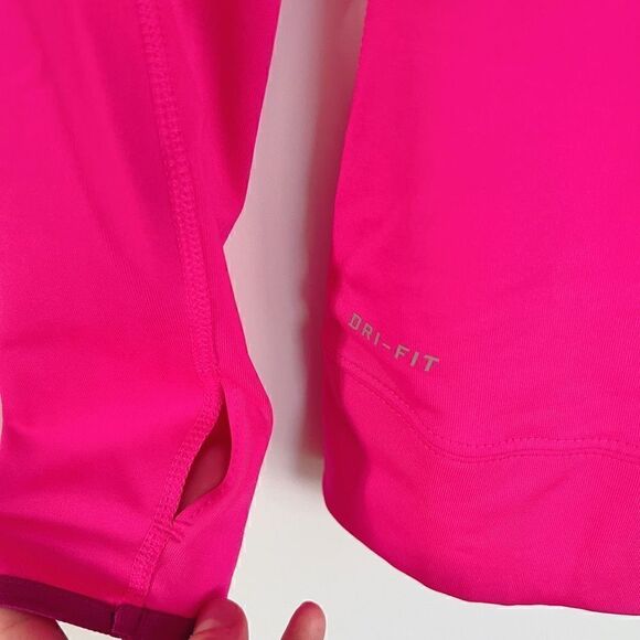 Nike Pro Dri Fit Turtleneck Long Sleeve Base Layer Warm Shirt Hot Pink XS - Picture 7 of 7